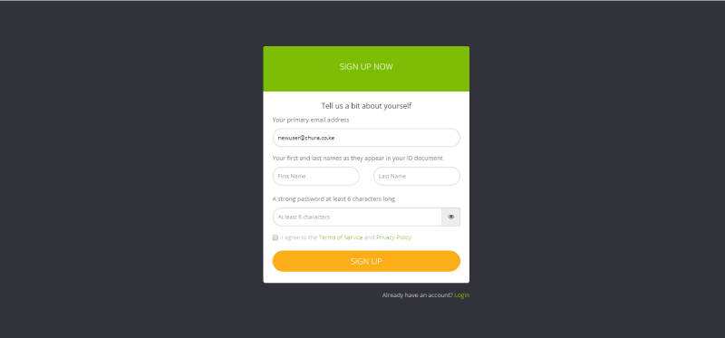 mass top-ups sign up form